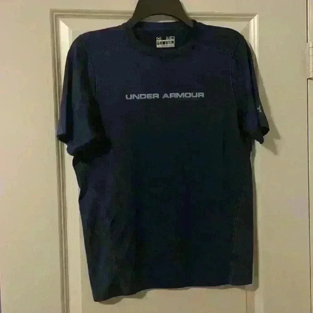 Under Armour Kids HeatGear Fitted Short‎ Sleeve Athletic Shirt Navy Blue MD